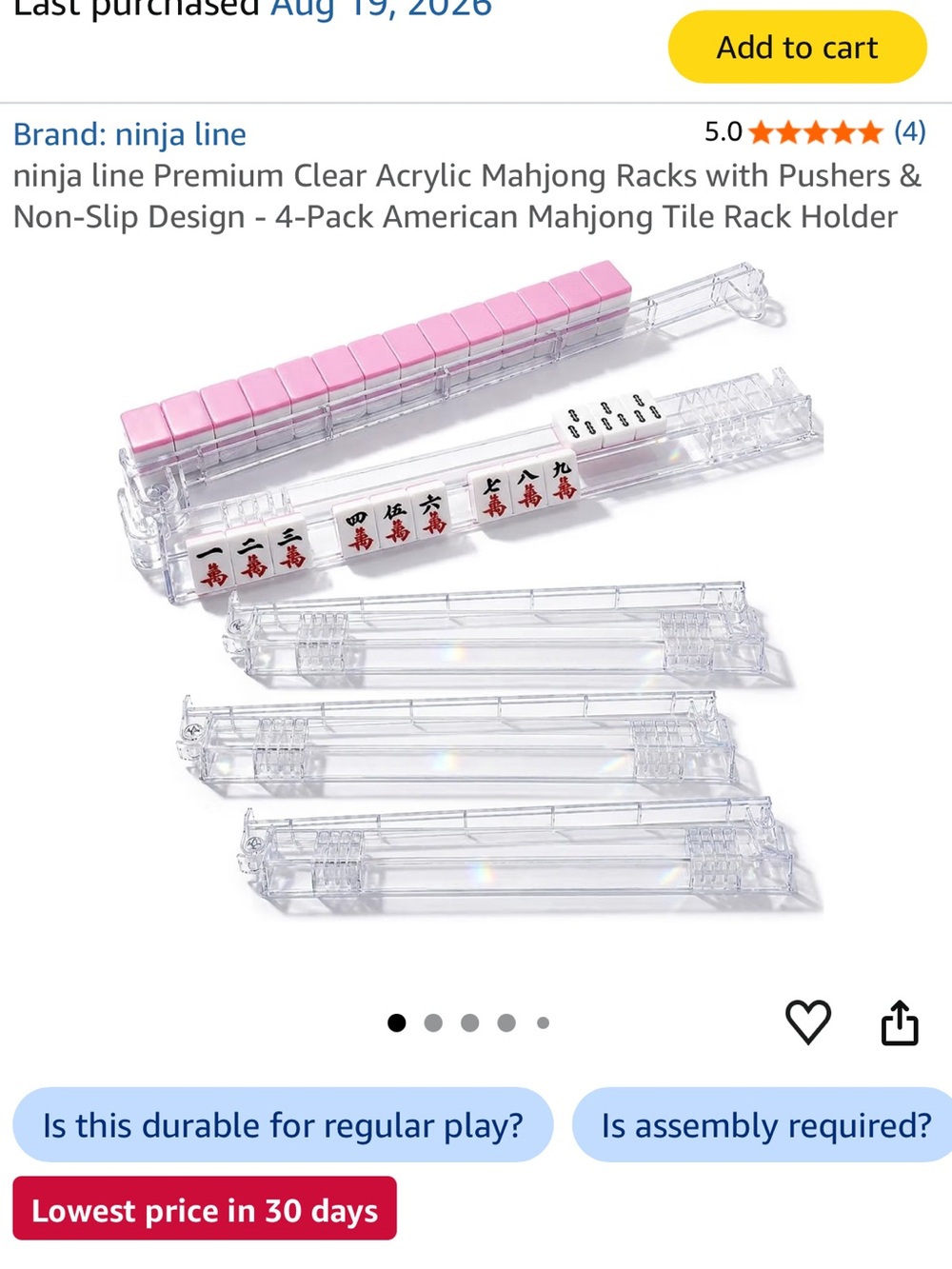 Clear Acrylic Mahjong Tile Racks